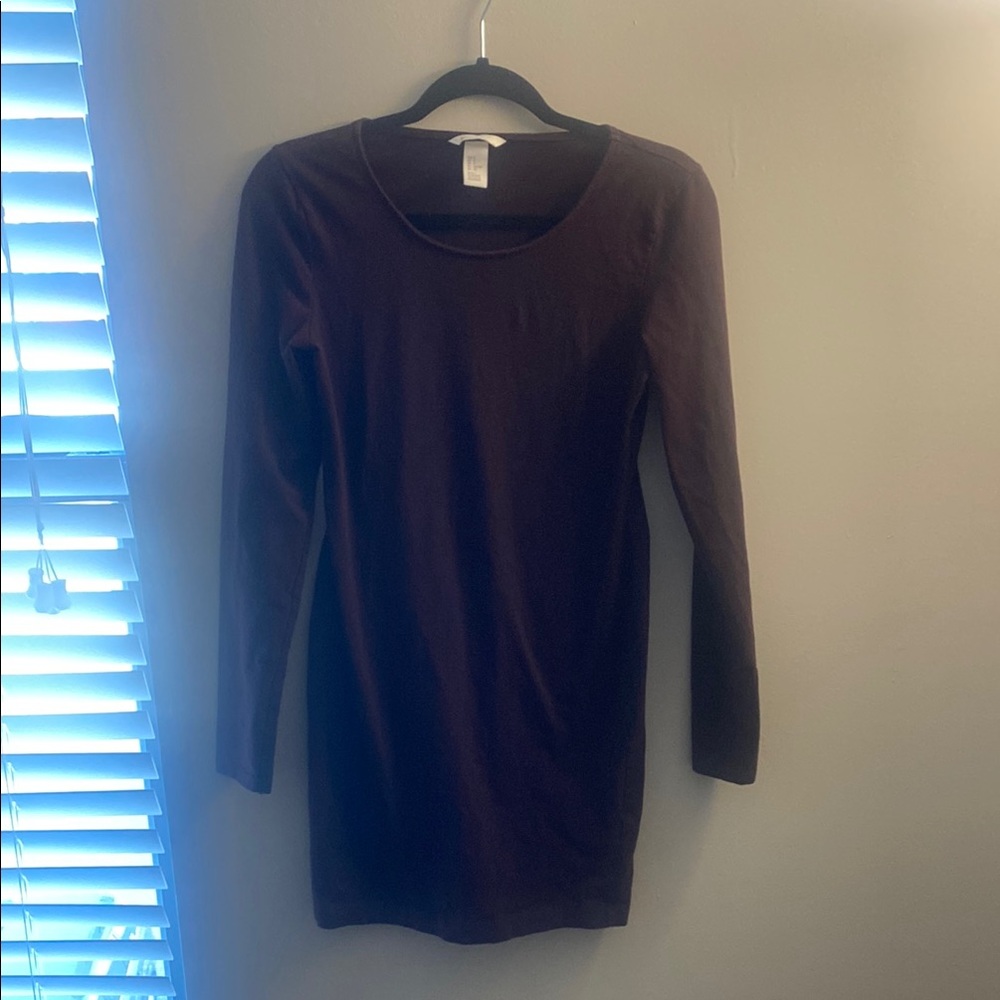 Basic Long Sleeve Dress in Deep Purple
